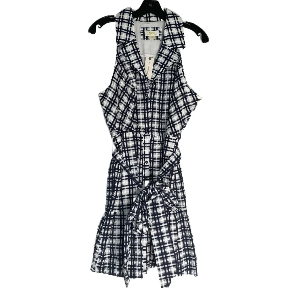 NWT  Anthropologie‎  Maeve Plaid Mini Retro Sundress Blk/White Size 10. Rt $170